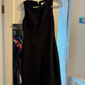 Kate spade size 4 black shift dress, gold zipper, beading, worn once